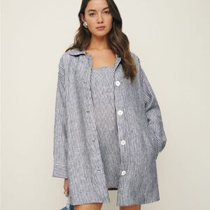 NEW Reformation Irene Linen Jacket in Vinyard